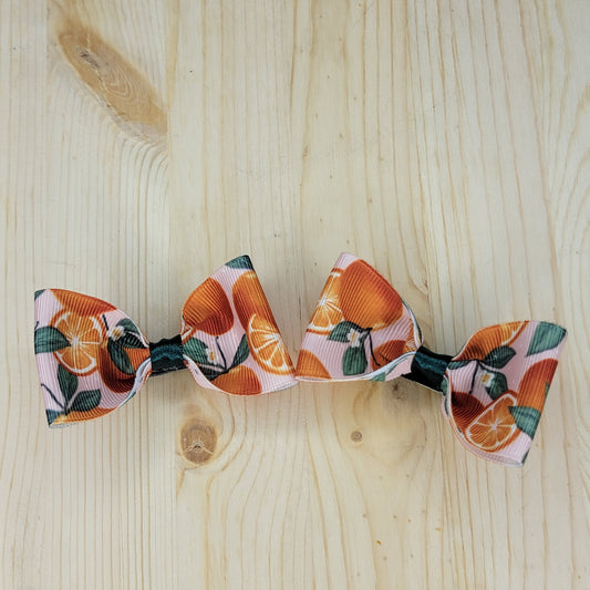 Orange Print Hair Bows- Set of 2