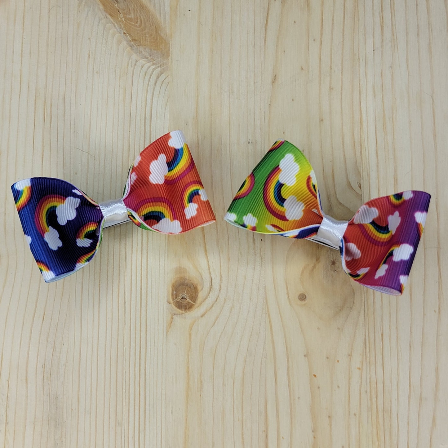 Rainbow Print Hair Bows- Set of 2