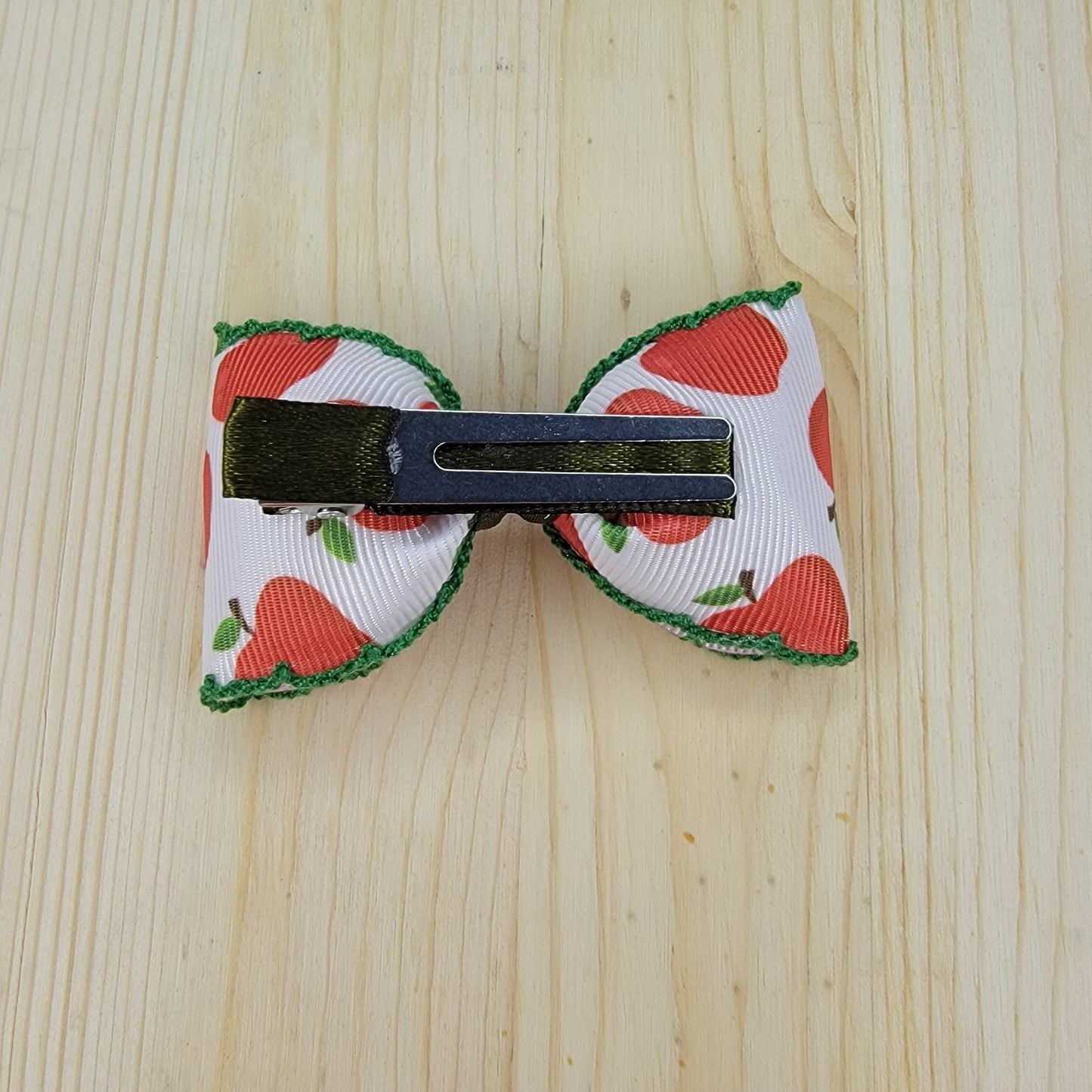 Apple Print Hair Bows- Set of 2