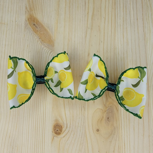 Lemon Print Hair Bows- Set of 2