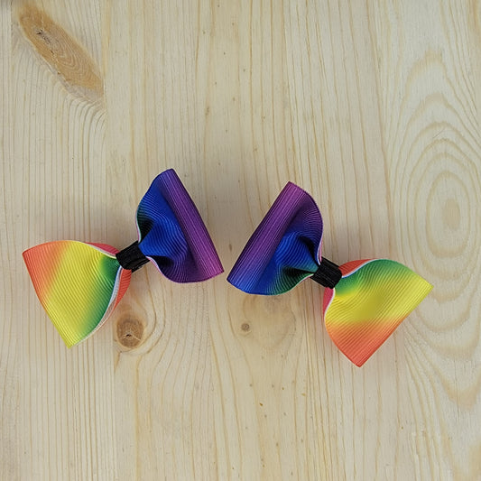 Gradient Rainbow Print Hair Bows- Set of 2