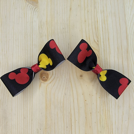 Mouse Print Hair Bows- Set of 2