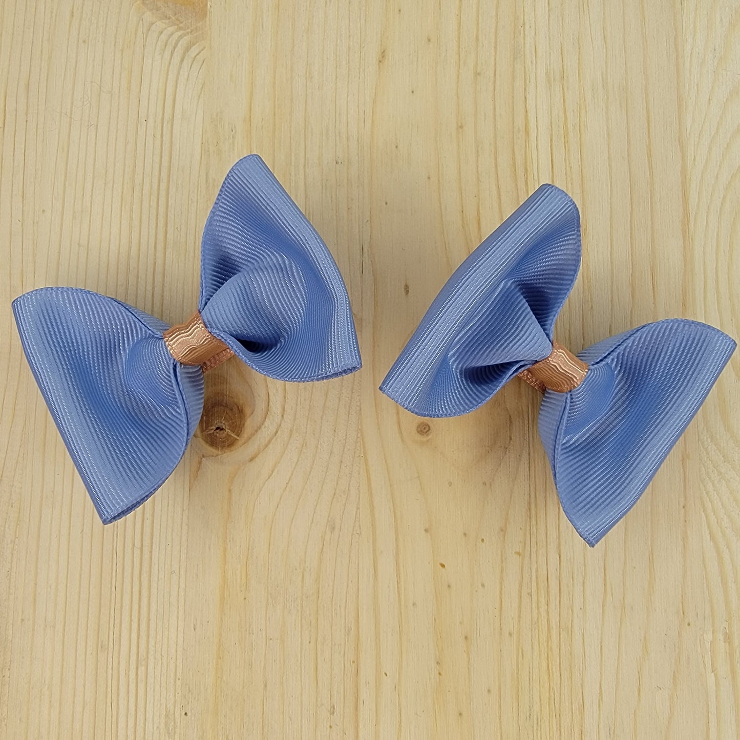 Blue and Champagne Hair Bows- Set of 2