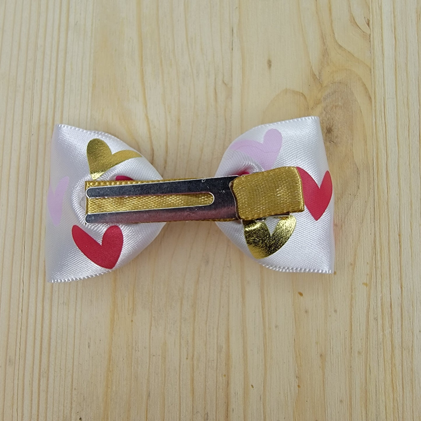 Pink and Gold Heart Print Hair Bows- Set of 2