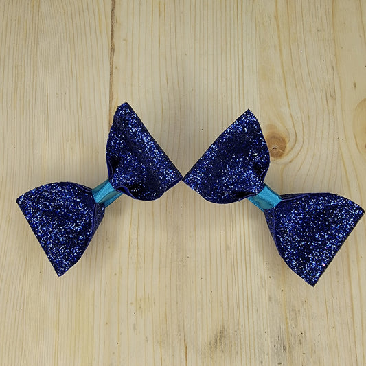 Blue Glitter Hair Bows- Set of 2