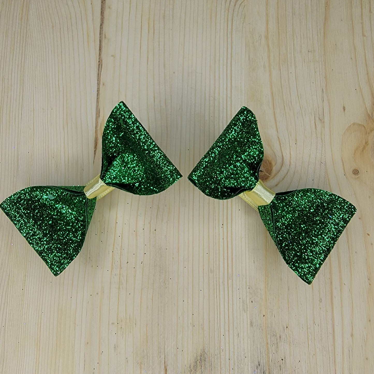 Green Glitter Hair Bows- Set of 2