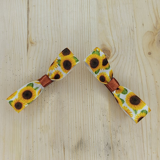 Sunflower Print Hair Bows- Set of 2