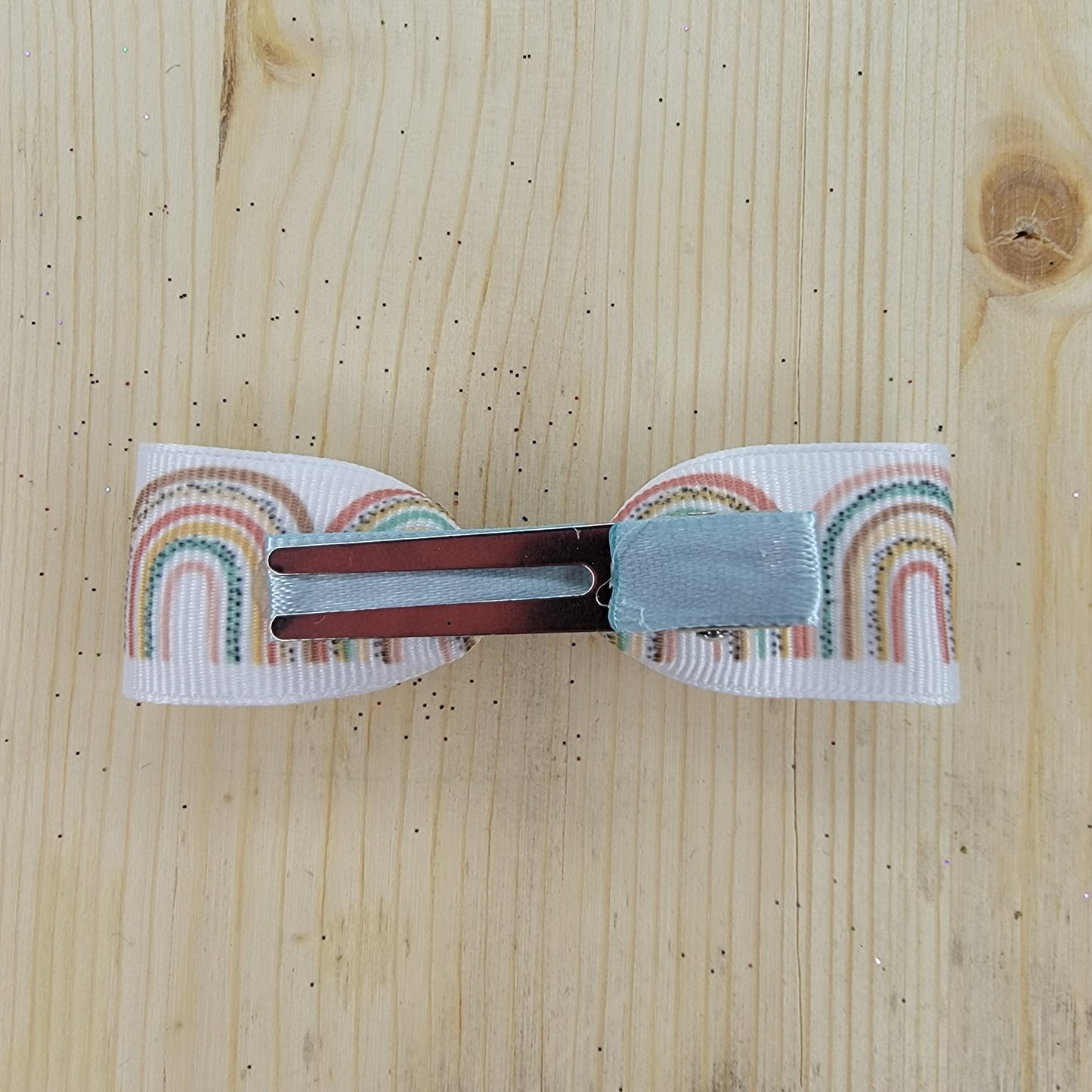 Neutral Rainbows Print Hair Bows- Set of 2