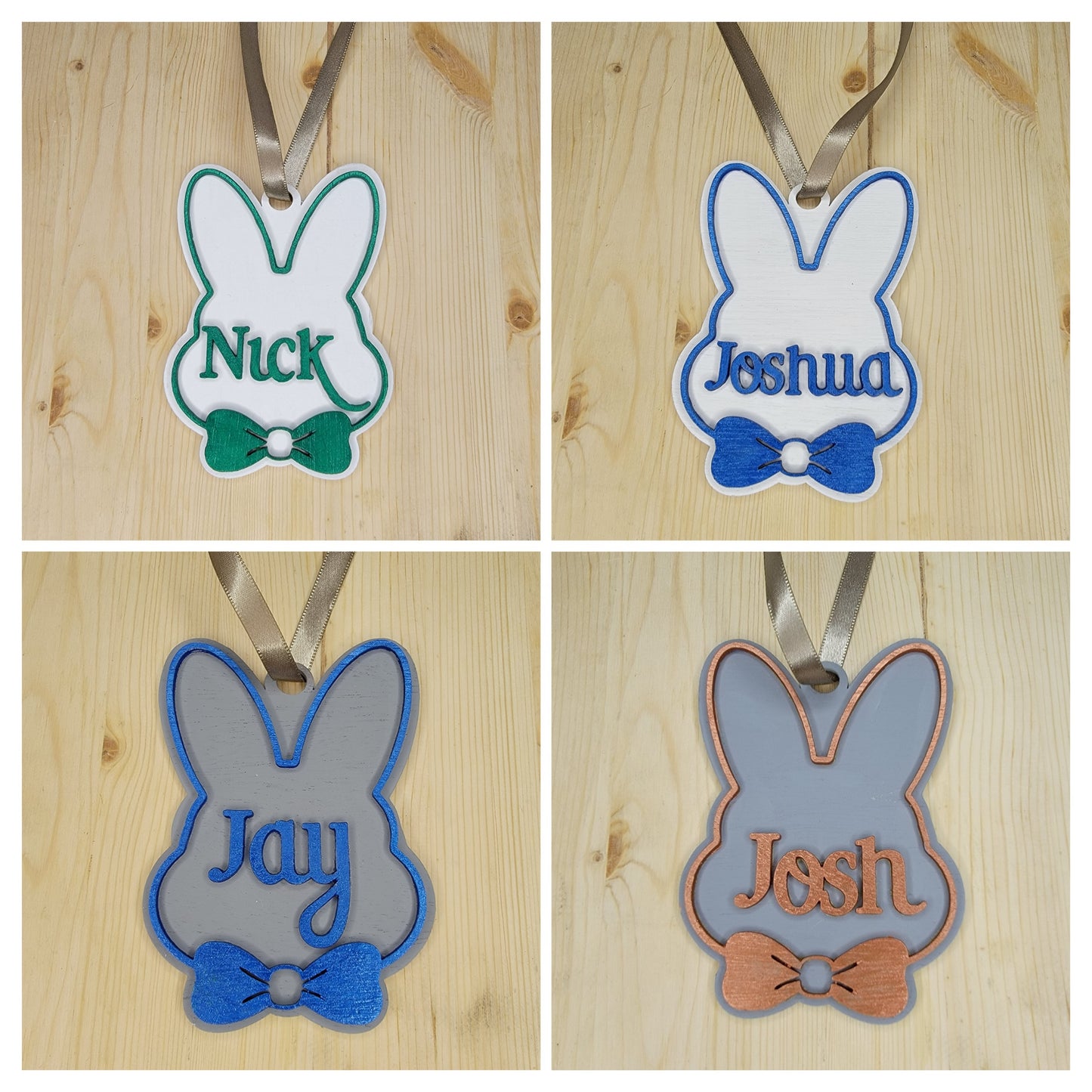 Custom Bow Tie Easter Bunny Ornament