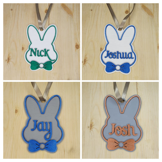 Custom Bow Tie Easter Bunny Ornament