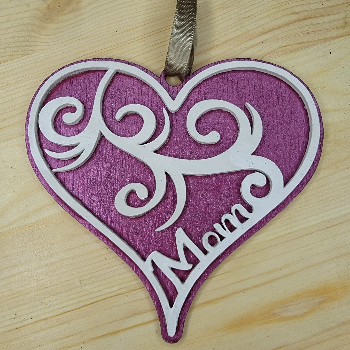 Custom Mom Scroll Heart Ornament