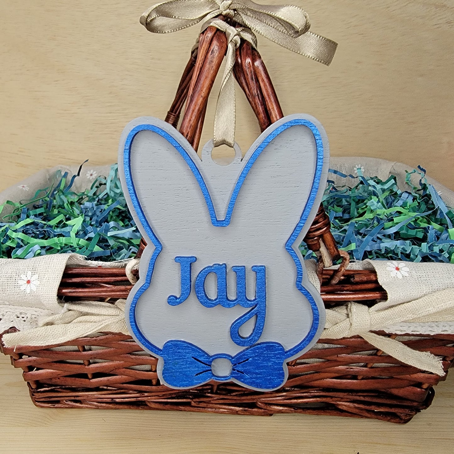 Custom Bow Tie Easter Bunny Ornament