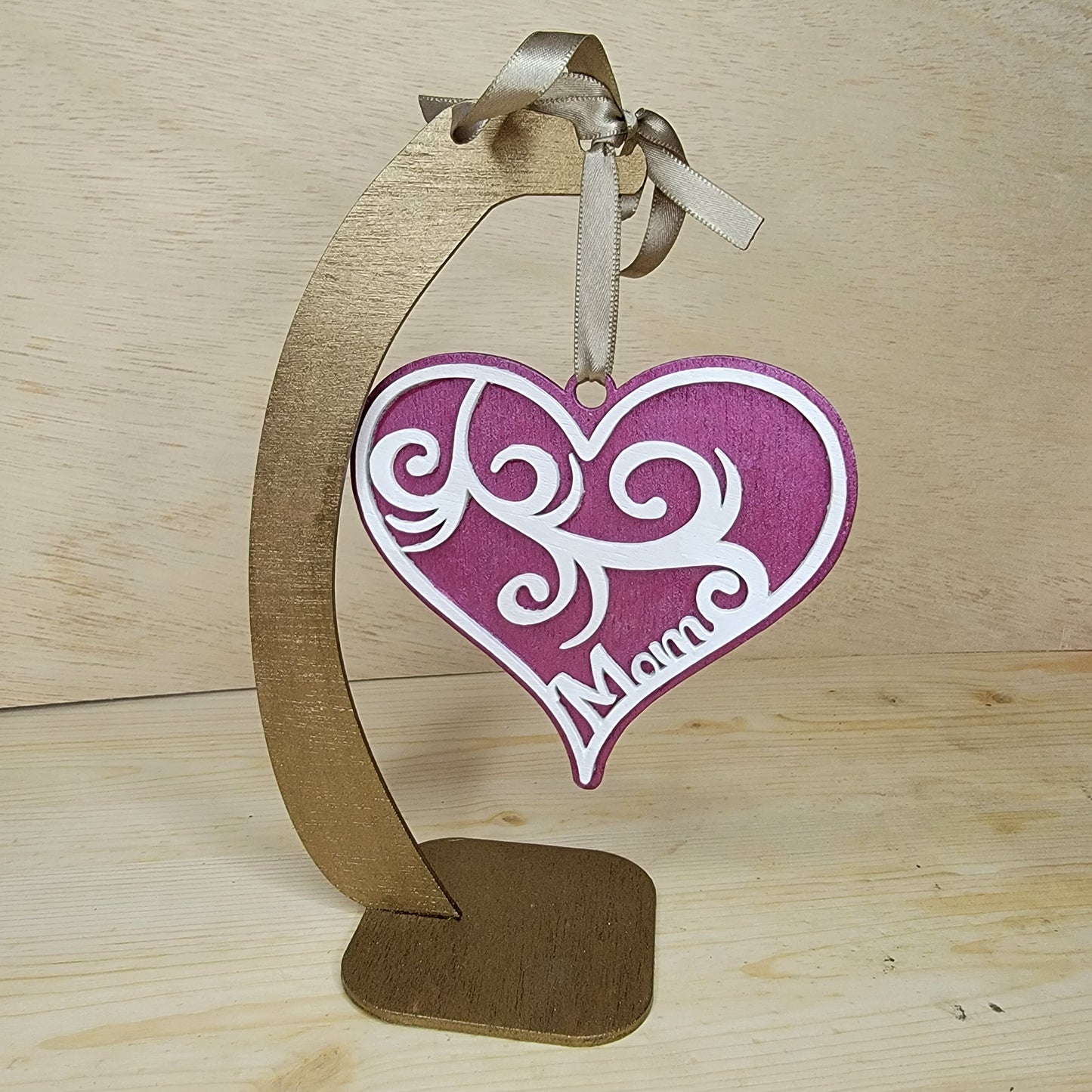 Custom Mom Scroll Heart Ornament